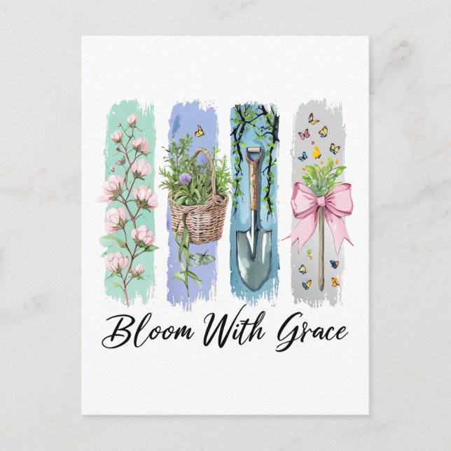 Bloom med Grace Garden Blommigt Art Vykort (Framsida)