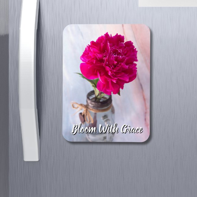 Bloom med Grace Lila Peony i Vas Magnet (Skapare uppladdad)