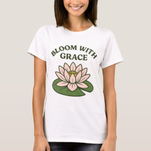 Bloom med Grace - minimalistisk Rosa vattenfritt T Shirt