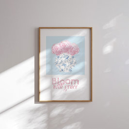 Bloom med Grace Rosa Blommigt Vas Christian Poster