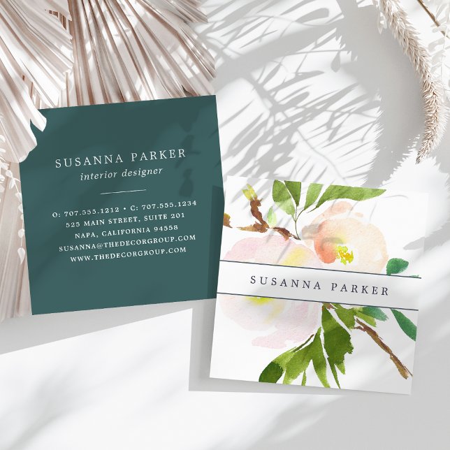  Bloom | Modern Blommigt för vattenfärg Fyrkantigt Visitkort (Skapare uppladdad)