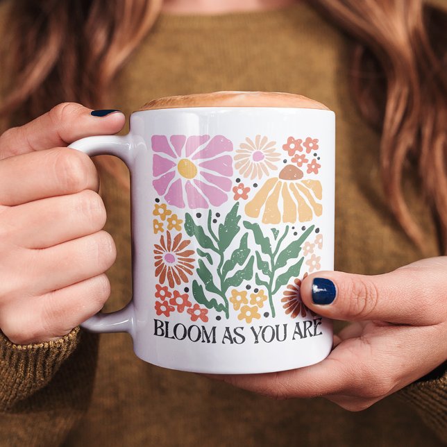 Bloom när du är Boho Blommigt-inspirationsoffert Kaffemugg (Skapare uppladdad)