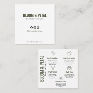 Bloom & Petal Grön Blommig Affärsbricka Fyrkantigt Visitkort