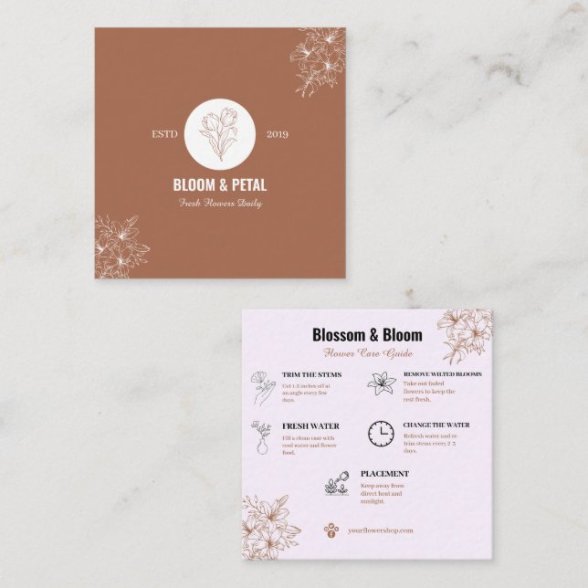 Bloom & Petal Rustic Blomsterbutik Kort (Fram/baksida)