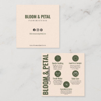 Bloom & Petal Sage Grön Blomvårdskort Fyrkantigt Visitkort