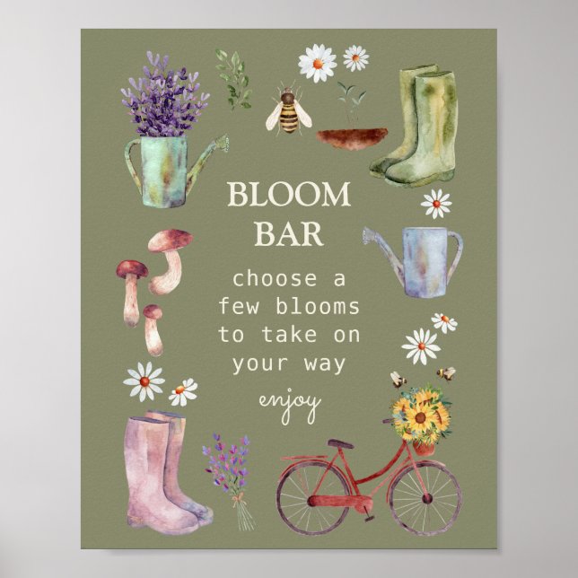 Bloom Pub Garden Baby Shower-skylt Poster (Framsidan)
