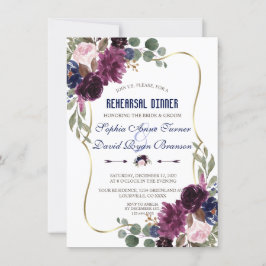 Bloom Rehearsal-middag för Lavender Navy Blommigt Inbjudningar