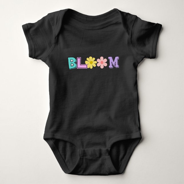 Bloom Retro Pastell Blommig Bebis Bodysuit T Shirt (Framsida)