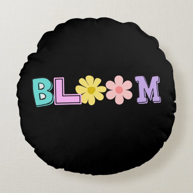 Bloom Retro Pastell Blommig Rund Kudd Kudde (Framsidan)