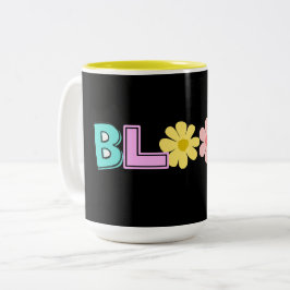 Bloom Retro Pastell Blommig Två-Tonad Mugg