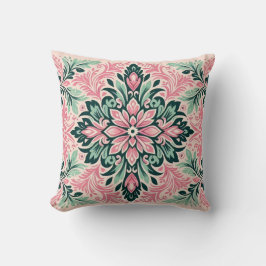  & Bloom: Rosa och Mint Damask Cushion Kudde