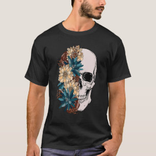 Bloom Skull Blommigt Skull Boho Flower Skull Skele T Shirt