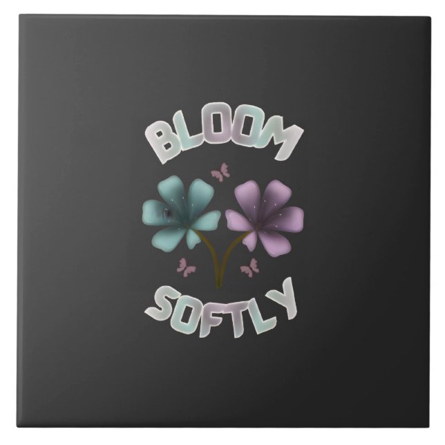 Bloom Softly Vår Blommig Design Pastell Cottageco Kakelplatta (Framsidan)