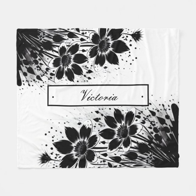 Bloom som har plundrats i bläck fleecefilt (Framsidan (Horisontell))