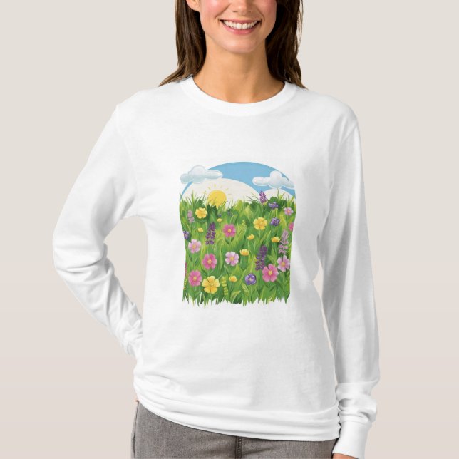 "Bloom & Sunshine – Vår & Sommar Blommig T-shirt (Framsida)