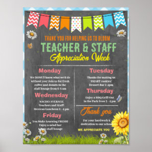 Bloom Teacher-utvärdering Vecka Itinerary Poster