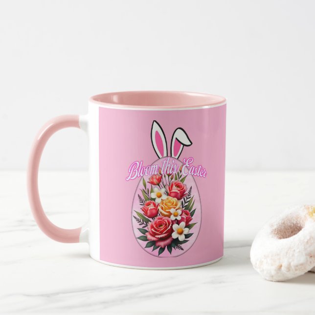 Bloom This Easter – Floral Easter Egg Art - caneca Mugg (Med munk)