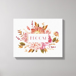 Bloom Typography | Elegant Rosa Blomsterbukett Canvastryck