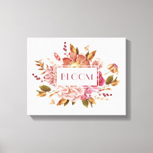 Bloom Typography Elegant Rosa Blomsterbukett Canvastryck