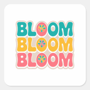 Bloom Vår Vibes - Cute & Colorful Lettering Fyrkantigt Klistermärke