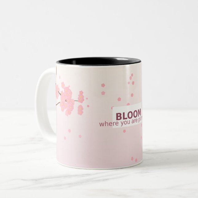 Bloom Where You Are – Inspirational Mug Två-Tonad Mugg (Framsida vänster)