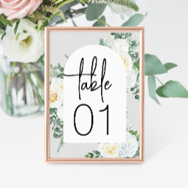 Bloom White Blommigt Bröllop Bordsnummer