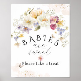 Bloom Wildblomma Rustic Baby Shower sött behandlin Poster