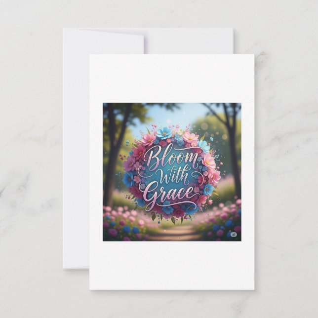 Bloom with Grace-Blommigt Offert Poster - Tillväxt Tack Kort (Baksida)