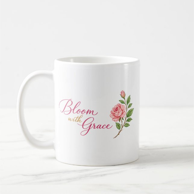 Bloom with Grace cup with a rose" 🌸 Kaffemugg (Vänster)