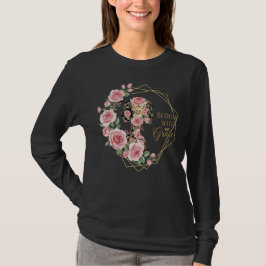 Bloom with Grace - Feminin Blommigt Silhouette Art T Shirt