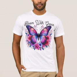 Bloom With Grace Fjäril Blommig Herr T-Shirt | 