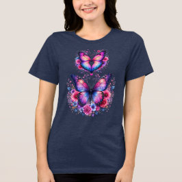 Bloom With Grace Fjäril Blommig Kvinnor T-Shirt | 