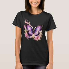 Bloom With Grace Fjäril Blommig Kvinnor T-Shirt | 