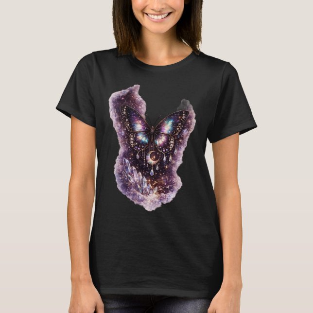 Bloom With Grace Fjäril Blommig Kvinnor T-Shirt |  (Framsida)