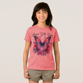 Bloom With Grace Fjäril Blommig T-Shirt | Rosa B