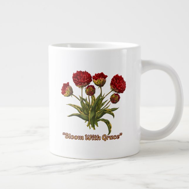Bloom With Grace Floral | Elegant Botanical Quote Jumbo Mugg (Höger)