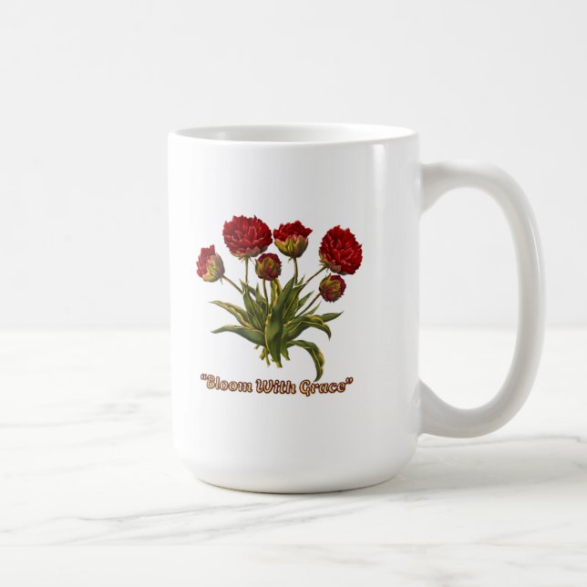 Bloom With Grace Floral | Elegant Botanical Quote Kaffemugg (Höger)