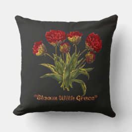 Bloom With Grace Floral | Elegant Botanical Quote Kudde