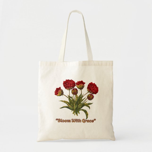 Bloom With Grace Floral | Elegant Botanical Quote Tygkasse (Framsidan)