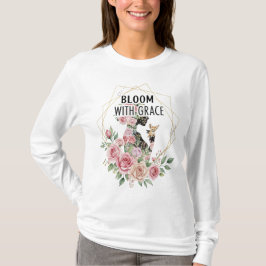 Bloom with Grace - Modern Blommigt Woman Silhouett T Shirt