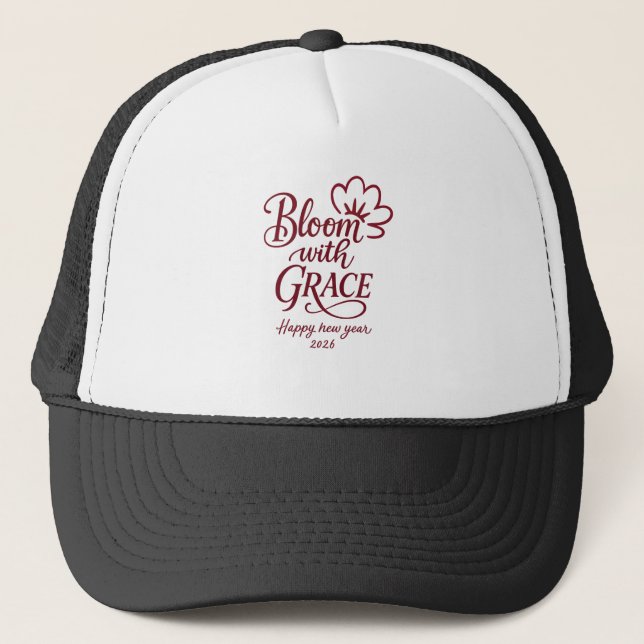 Bloom with Grace – New Year 2026 Trucker Hat Keps (Framsida)