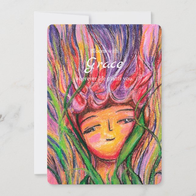 Bloom with Grace - Pastel Blommigt Encouragement C Julkort (Framsida)