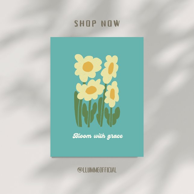 Bloom With Grace Retro Daisy Wall Art Poster (Skapare uppladdad)