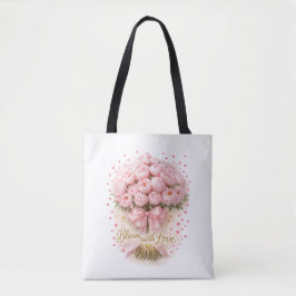 Bloom With Love Floral Romantic Tote Tygkasse