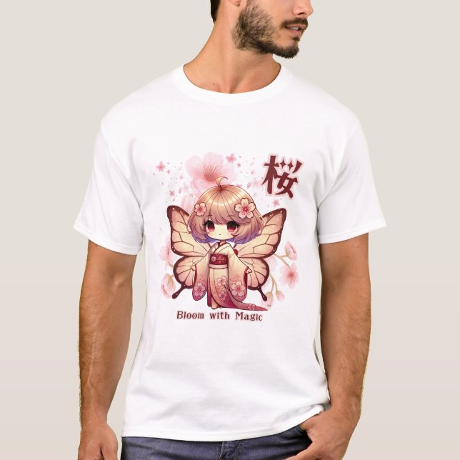 Bloom with Magic - Kawaii Sakura Fairy T Shirt (Framsida)