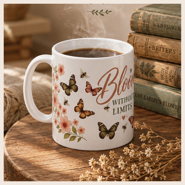 Bloom Without Limits Grafisk Boho Kaffemugg (Skapare uppladdad)