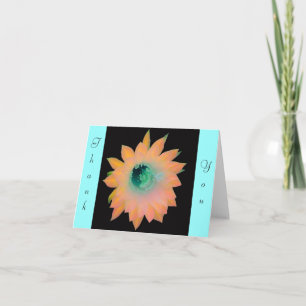 Bloomanteckningskort för Blommigt i guld Peach Aqu Tack Kort