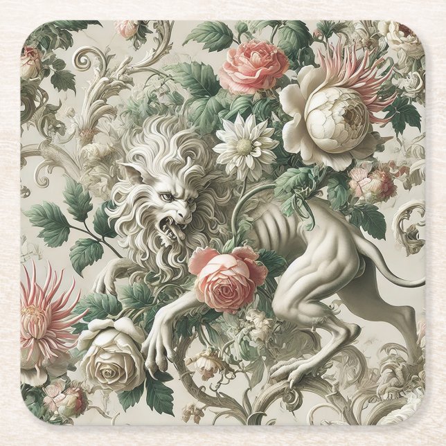 Bloombound Sentinel – Gothic Floral Design Underlägg Papper Kvadrat (Framsidan)