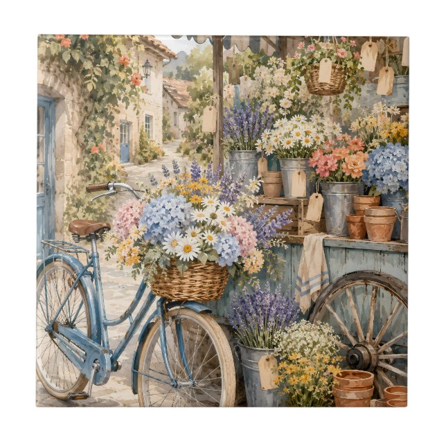 Bloomcore blommarknad cykel kakelplatta (Framsidan)