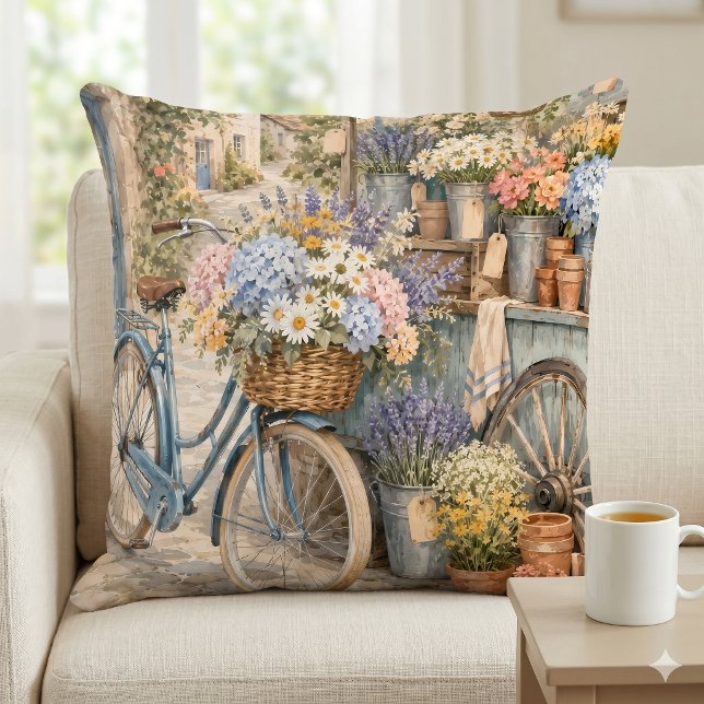 Bloomcore blommarknad cykel kudde (Bloomcore Flower Market Bicycle Throw Pillow)